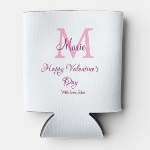 Happy valentine's day monogram pink name love girl can cooler