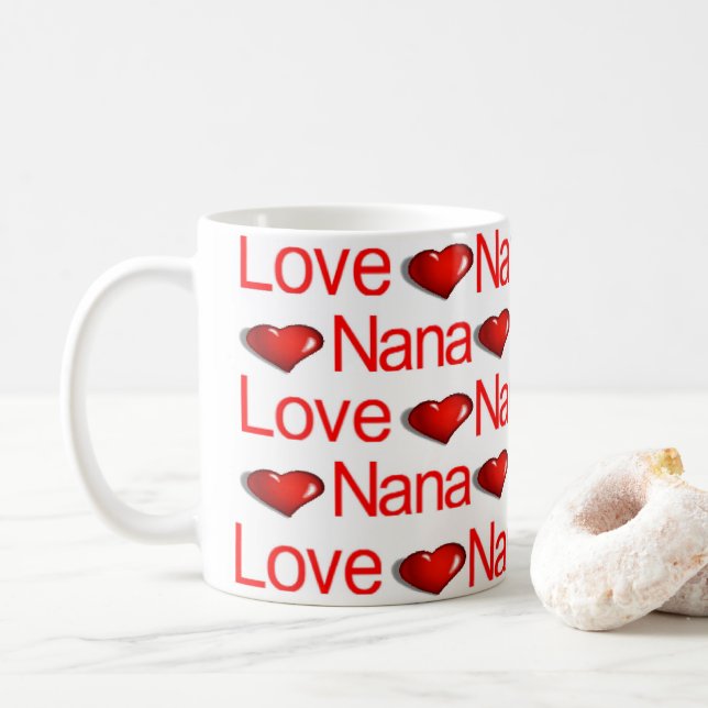 Happy Valentine's Day Mugs Love Nana Red Hearts (With Donut)