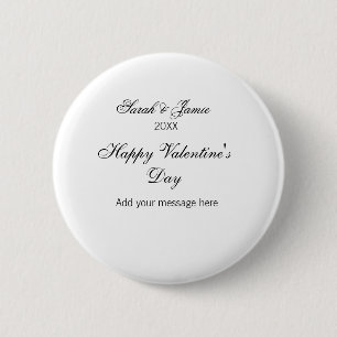 Happy Valentine's day name date message simple ele 2 Inch Round Button