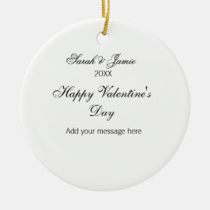 Happy Valentine's day name date message simple ele Ceramic Ornament