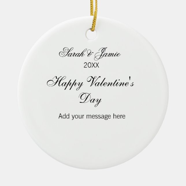 Happy Valentine's day name date message simple ele Ceramic Ornament (Front)