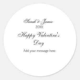 Happy Valentine's day name date message simple ele Classic Round Sticker