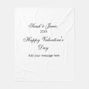 Happy Valentine's day name date message simple ele Fleece Blanket