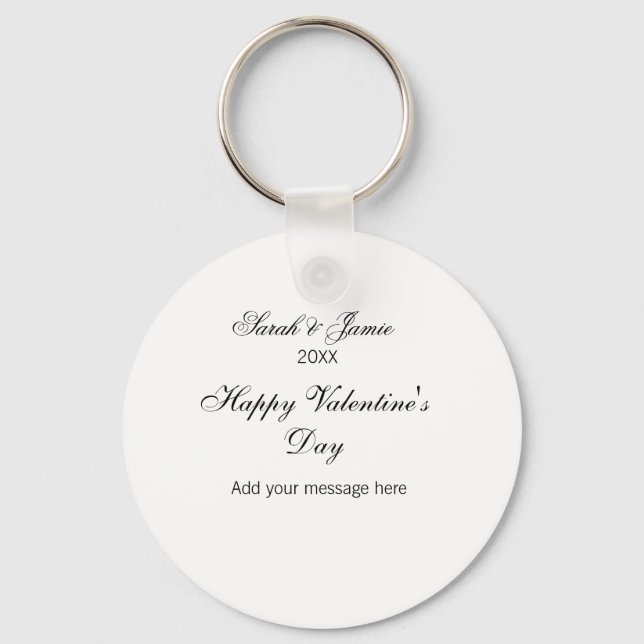 Happy Valentine's day name date message simple ele Keychain (Front)