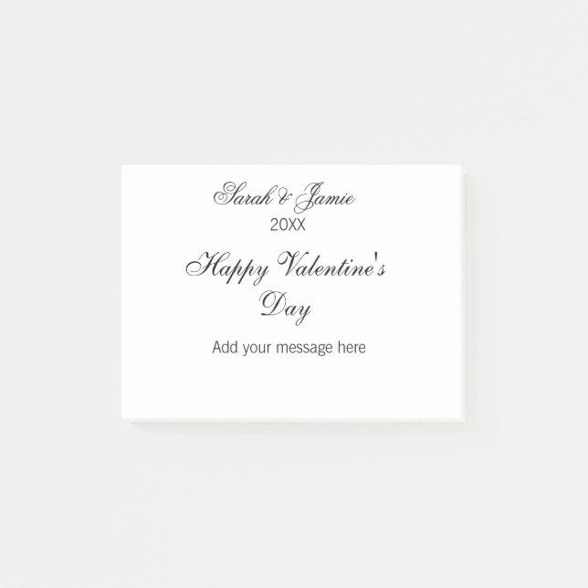 Happy Valentine's day name date message simple ele Post-it Notes (Front)