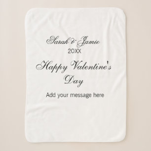 Happy Valentine's day name date message simple ele Sherpa Blanket