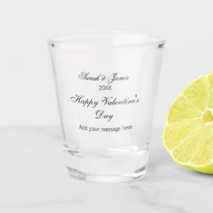 Happy Valentine's day name date message simple ele Shot Glass