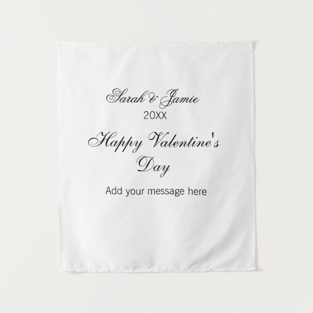 Happy Valentine's day name date message simple ele Tapestry (Front)
