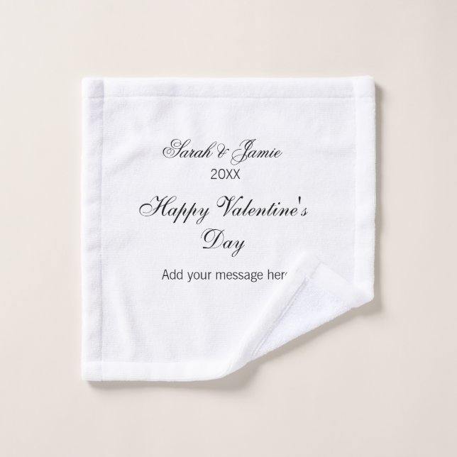 Happy Valentine's day name date message simple ele Wash Cloth (Wash Cloth)