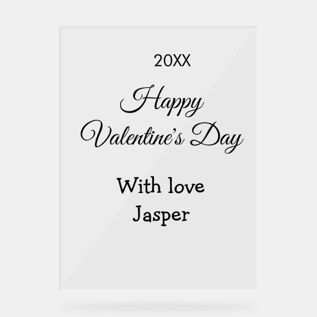 Happy Valentine's day name love simple year stylis Acrylic Sign (Front)