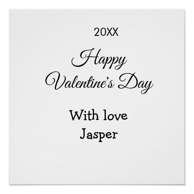 Happy Valentine's day name love simple year stylis Poster (Front)