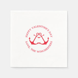 Happy Valentine's Day nautical anchors custom cute Napkin