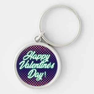 Happy Valentine's Day Neon Design-23692 Keychain
