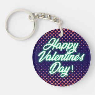 Happy Valentine's Day Neon Design-23692 Keychain