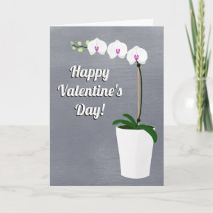 Happy Valentine's Day Orchid Flowers Blank Inside Note Card