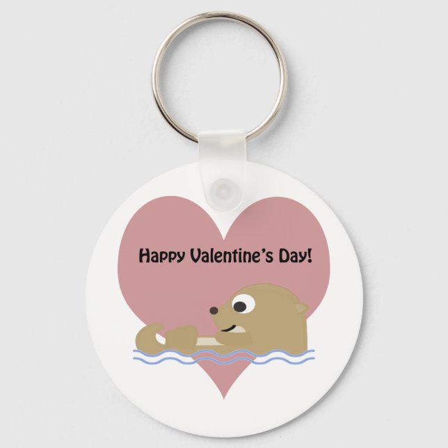 Happy Valentines Day Otter Keychain (Front)