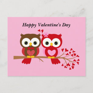 Happy Valentine's Day Owls Holiday postcard
