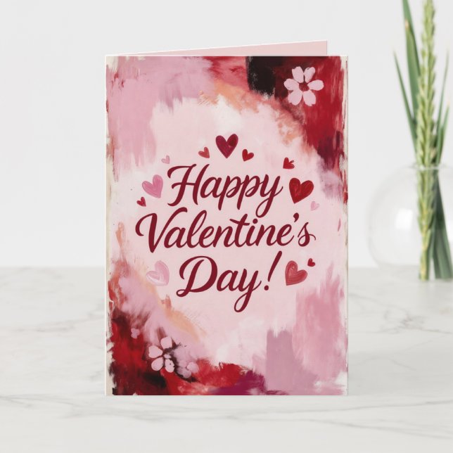 Happy Valentine's Day! Painted Brush Strokes Holiday Card (Front)