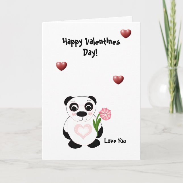 Happy Valentines Day  - Panda Bear Holiday Card (Front)