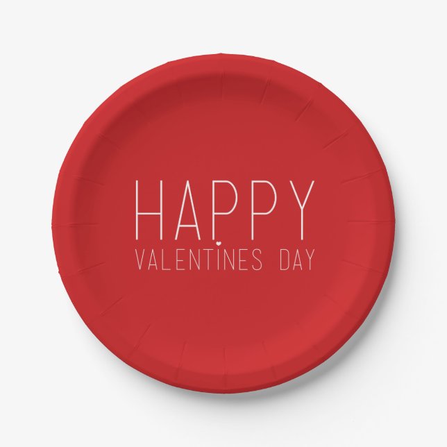 Happy Valentine's Day Paper Plate (Front)