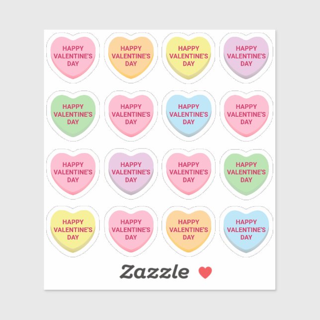 Happy Valentine's Day pastel custom candy hearts (Sheet)