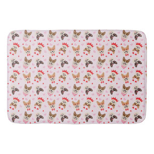 Happy Valentines Day Pembroke Welsh Corgi Dogs Bath Mat