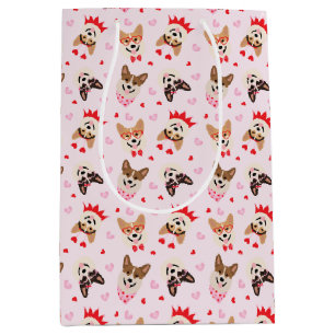 Happy Valentines Day Pembroke Welsh Corgi Dogs Medium Gift Bag