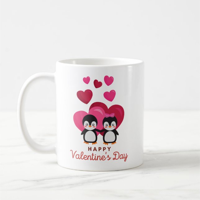 Happy Valentine's Day Penguin Coffee Mug (Left)