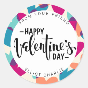 Happy Valentine's Day Personalized  Classic Round Sticker