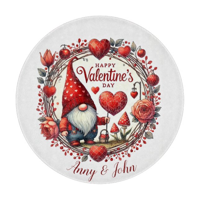 Happy Valentine's Day Personalized Cutting Board (Front)