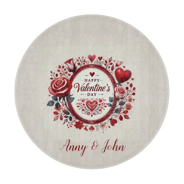 Happy Valentine's Day Personalized Cutting Board (Front)