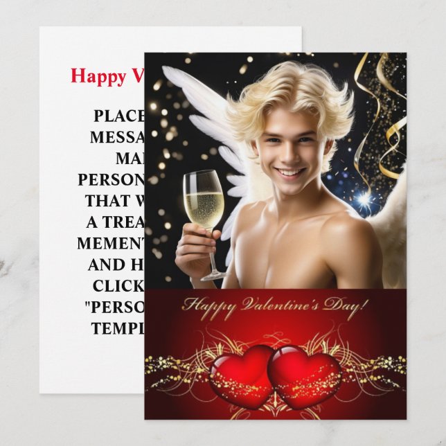 Happy Valentine's Day Personalized Gay Twink Holiday Card (Front/Back)