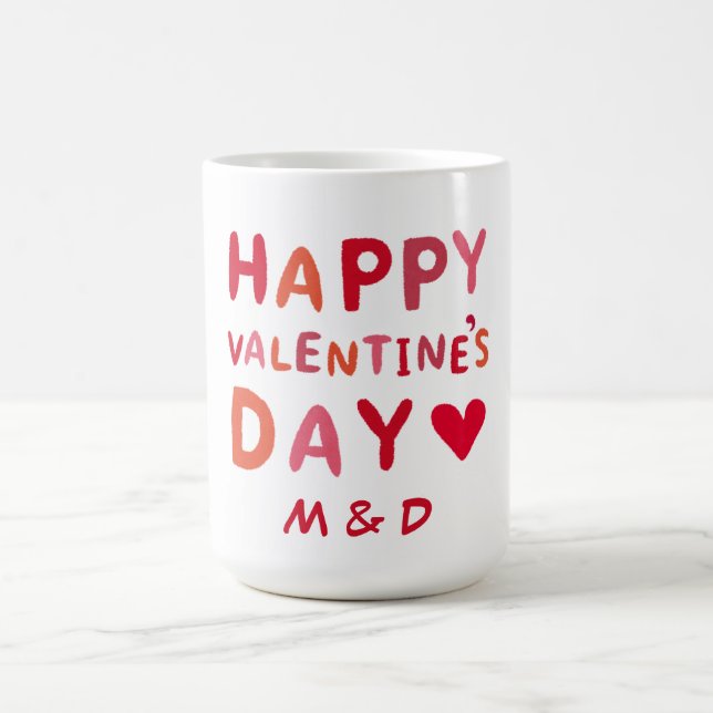 Happy Valentine's Day Personalized Monogram  Magic Mug (Center)