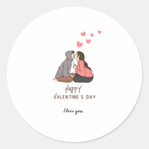 Happy Valentine's Day Photo Holiday Card Classic Round Sticker