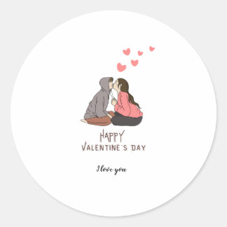 Happy Valentine's Day Photo Holiday Card Classic Round Sticker