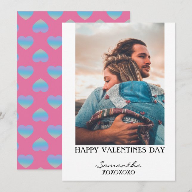 Happy Valentines Day Photocard Holiday Card (Front/Back)