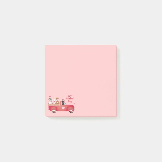 Happy Valentines Day Pickup Truck Love Dogs Post-it Notes (Front)