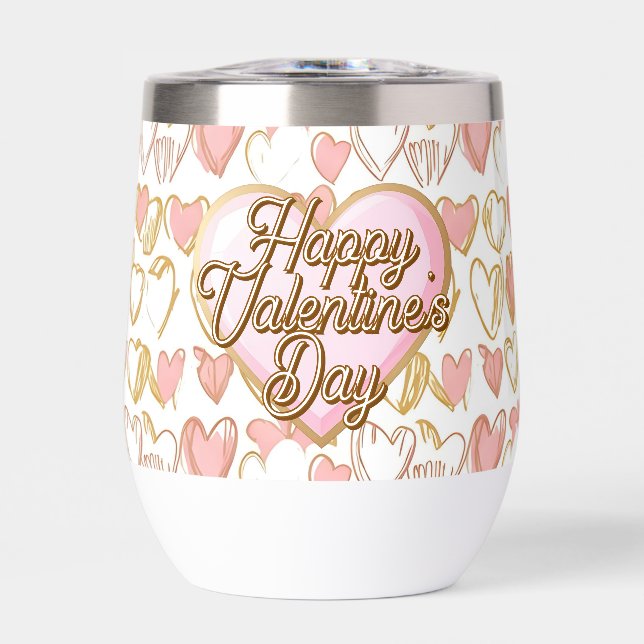 Happy Valentine's Day | Pink and Gold Hearts (Front)