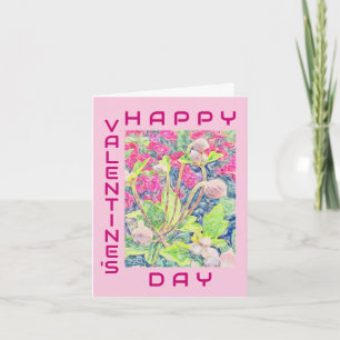 Happy Valentine's Day Pink Anemone Floral Card