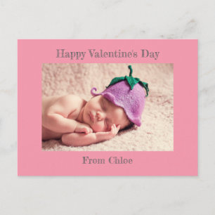 Happy Valentine's Day Pink Baby Photo Postcard