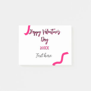 Happy Valentine's day pink black spiral bold lette Post-it Notes