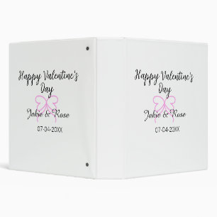 Happy Valentine's day pink heart bow name date sty Binder