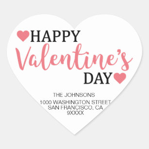 HAPPY VALENTINE's DAY Pink Heart Return Address Heart Sticker