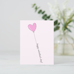 Happy Valentine's Day - Pink Heart Shaped Balloon Postcard
