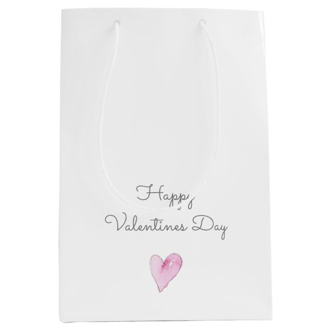 HAPPY VALENTINES DAY Pink Heart Sweet Love Medium Gift Bag (Front)