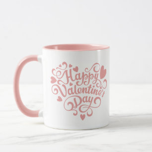 Happy Valentine's Day Pink Modern Mug