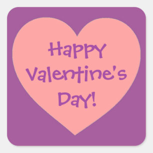 Happy Valentine's Day pink purple heart stickers