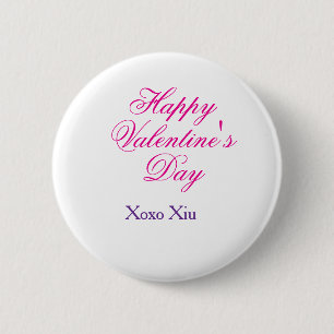 Happy Valentine's day pink purple xoxo love name c 2 Inch Round Button