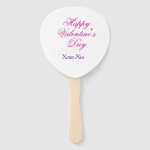 Happy Valentine's day pink purple xoxo love name c Hand Fan