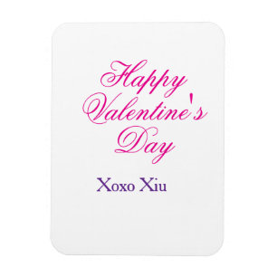 Happy Valentine's day pink purple xoxo love name c Magnet